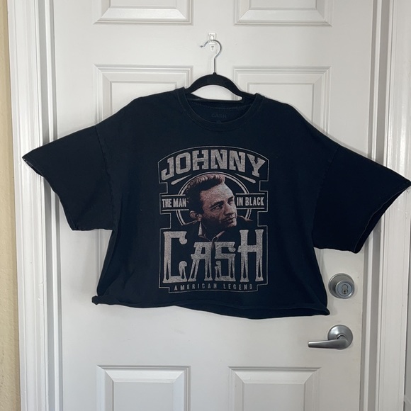 Johnny Cash Crop Top T Shirt Black Size 2XL - Picture 2 of 10